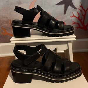 Bernardo Black Leather Chunky Sandals